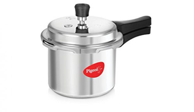 Pigeon By Stovekraft Favourite Induction Base Aluminium Pressure Cooker with Outer Lid, 3 Litres (Silver)